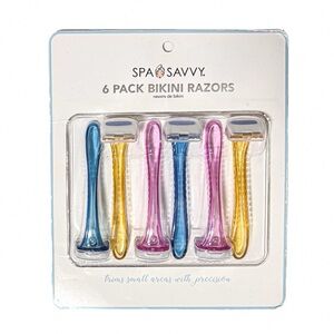 NEW -  Spa Savvy 6 Pack Bikini Razors - Trims with Precision - Multi Color